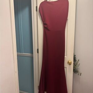 Chic One-Shoulder Burgundy Dress